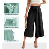 imageIWOLLENCE Women Flowy Loose Wide Leg Pant Summer Beach Casual Trousers high Waist Adjustable Knot Business Work Casual PantsBlack