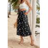 imageIWOLLENCE Women Flowy Loose Wide Leg Pant Summer Beach Casual Trousers high Waist Adjustable Knot Business Work Casual PantsBlack Butterfly