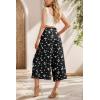 imageIWOLLENCE Women Flowy Loose Wide Leg Pant Summer Beach Casual Trousers high Waist Adjustable Knot Business Work Casual PantsBlack Butterfly