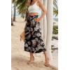 imageIWOLLENCE Women Flowy Loose Wide Leg Pant Summer Beach Casual Trousers high Waist Adjustable Knot Business Work Casual PantsBlack Palm Leaf