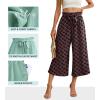 imageIWOLLENCE Women Flowy Loose Wide Leg Pant Summer Beach Casual Trousers high Waist Adjustable Knot Business Work Casual PantsBlack Red Grid