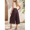 imageIWOLLENCE Women Flowy Loose Wide Leg Pant Summer Beach Casual Trousers high Waist Adjustable Knot Business Work Casual PantsBlack Red Grid