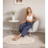 imageIWOLLENCE Women Flowy Loose Wide Leg Pant Summer Beach Casual Trousers high Waist Adjustable Knot Business Work Casual PantsBlue Dashed Line