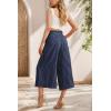 imageIWOLLENCE Women Flowy Loose Wide Leg Pant Summer Beach Casual Trousers high Waist Adjustable Knot Business Work Casual PantsBlue Dashed Line