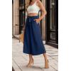 imageIWOLLENCE Women Flowy Loose Wide Leg Pant Summer Beach Casual Trousers high Waist Adjustable Knot Business Work Casual PantsDark Blue