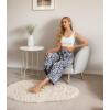 imageIWOLLENCE Women Flowy Loose Wide Leg Pant Summer Beach Casual Trousers high Waist Adjustable Knot Business Work Casual PantsDark Blue Palm Leaf