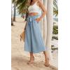 imageIWOLLENCE Women Flowy Loose Wide Leg Pant Summer Beach Casual Trousers high Waist Adjustable Knot Business Work Casual PantsHaze Blue