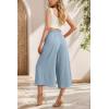 imageIWOLLENCE Women Flowy Loose Wide Leg Pant Summer Beach Casual Trousers high Waist Adjustable Knot Business Work Casual PantsHaze Blue