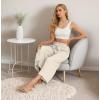imageIWOLLENCE Women Flowy Loose Wide Leg Pant Summer Beach Casual Trousers high Waist Adjustable Knot Business Work Casual PantsIvory White