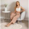 imageIWOLLENCE Women Flowy Loose Wide Leg Pant Summer Beach Casual Trousers high Waist Adjustable Knot Business Work Casual PantsKhaki