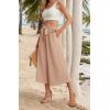 imageIWOLLENCE Women Flowy Loose Wide Leg Pant Summer Beach Casual Trousers high Waist Adjustable Knot Business Work Casual PantsKhaki