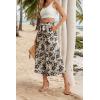 imageIWOLLENCE Women Flowy Loose Wide Leg Pant Summer Beach Casual Trousers high Waist Adjustable Knot Business Work Casual PantsKhaki Black Flower