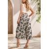 imageIWOLLENCE Women Flowy Loose Wide Leg Pant Summer Beach Casual Trousers high Waist Adjustable Knot Business Work Casual PantsKhaki Black Flower