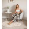 imageIWOLLENCE Women Flowy Loose Wide Leg Pant Summer Beach Casual Trousers high Waist Adjustable Knot Business Work Casual PantsKhaki Black Flower