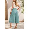 imageIWOLLENCE Women Flowy Loose Wide Leg Pant Summer Beach Casual Trousers high Waist Adjustable Knot Business Work Casual PantsLake Blue