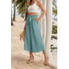 imageIWOLLENCE Women Flowy Loose Wide Leg Pant Summer Beach Casual Trousers high Waist Adjustable Knot Business Work Casual PantsLake Blue