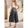 imageIWOLLENCE Women Flowy Loose Wide Leg Pant Summer Beach Casual Trousers high Waist Adjustable Knot Business Work Casual PantsLd Black