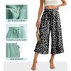 imageIWOLLENCE Women Flowy Loose Wide Leg Pant Summer Beach Casual Trousers high Waist Adjustable Knot Business Work Casual PantsLd Black