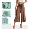 imageIWOLLENCE Women Flowy Loose Wide Leg Pant Summer Beach Casual Trousers high Waist Adjustable Knot Business Work Casual PantsLd Coffee