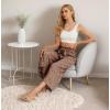 imageIWOLLENCE Women Flowy Loose Wide Leg Pant Summer Beach Casual Trousers high Waist Adjustable Knot Business Work Casual PantsLd Coffee