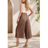 imageIWOLLENCE Women Flowy Loose Wide Leg Pant Summer Beach Casual Trousers high Waist Adjustable Knot Business Work Casual PantsLd Coffee