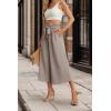 imageIWOLLENCE Women Flowy Loose Wide Leg Pant Summer Beach Casual Trousers high Waist Adjustable Knot Business Work Casual PantsLight Khaki