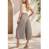 imageIWOLLENCE Women Flowy Loose Wide Leg Pant Summer Beach Casual Trousers high Waist Adjustable Knot Business Work Casual PantsLight Khaki