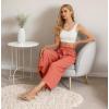 imageIWOLLENCE Women Flowy Loose Wide Leg Pant Summer Beach Casual Trousers high Waist Adjustable Knot Business Work Casual PantsOrange