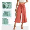 imageIWOLLENCE Women Flowy Loose Wide Leg Pant Summer Beach Casual Trousers high Waist Adjustable Knot Business Work Casual PantsOrange