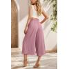 imageIWOLLENCE Women Flowy Loose Wide Leg Pant Summer Beach Casual Trousers high Waist Adjustable Knot Business Work Casual PantsPink