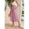 imageIWOLLENCE Women Flowy Loose Wide Leg Pant Summer Beach Casual Trousers high Waist Adjustable Knot Business Work Casual PantsPink