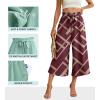 imageIWOLLENCE Women Flowy Loose Wide Leg Pant Summer Beach Casual Trousers high Waist Adjustable Knot Business Work Casual PantsWine Red Rectangle