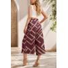 imageIWOLLENCE Women Flowy Loose Wide Leg Pant Summer Beach Casual Trousers high Waist Adjustable Knot Business Work Casual PantsWine Red Rectangle