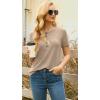 imageIWOLLENCE Womens Button Down Shirt Long Sleeve Henley Shirt Waffle Knit Tunic V Neck Tops Loose Fit05 Khaki