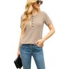 imageIWOLLENCE Womens Button Down Shirt Long Sleeve Henley Shirt Waffle Knit Tunic V Neck Tops Loose Fit05 Khaki