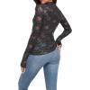imageIWOLLENCE Womens Long Sleeve Mock Neck Lace Tops Sexy Floral Western See Through Blouse Sheer Mesh Shirts Party ClubwearBblack Pentas