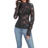 imageIWOLLENCE Womens Long Sleeve Mock Neck Lace Tops Sexy Floral Western See Through Blouse Sheer Mesh Shirts Party ClubwearBblack Pentas