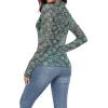 imageIWOLLENCE Womens Long Sleeve Mock Neck Lace Tops Sexy Floral Western See Through Blouse Sheer Mesh Shirts Party ClubwearGgreen White Dahlia