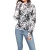 imageIWOLLENCE Womens Long Sleeve Mock Neck Lace Tops Sexy Floral Western See Through Blouse Sheer Mesh Shirts Party ClubwearLacewhite Black Rosa