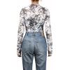 imageIWOLLENCE Womens Long Sleeve Mock Neck Lace Tops Sexy Floral Western See Through Blouse Sheer Mesh Shirts Party ClubwearLacewhite Black Rosa