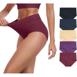 imageIWOLLENCE Womens Cotton Postpartum Underwear High Waisted Full Coverage Panties Plus Size ampamp RegularMulticolor5packa2