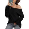 imageIWOLLENCE Fall Sweaters for Women 2022 Criss Cross V Neck Pullover Long Sleeve Loose Knitted Tops