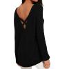 imageIWOLLENCE Fall Sweaters for Women 2022 Criss Cross V Neck Pullover Long Sleeve Loose Knitted Tops