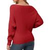 imageIWOLLENCE Off The Shoulder Sweaters for Women Waffle Knit Batwing Long Sleeve Loose Pullover Sweater14 Red