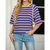 imageIWOLLENCE Womens Loose Casual Summer Striped Tops Crewneck 12 Short Sleeve Color Block Tee Oversized Cropped ShirtsStripe Pink Royal Blue