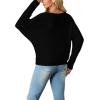 imageIWOLLENCE Womens Loose Long Batwing Sleeve Shirt Tops Knitted Off The Shoulder Lightweight Fall BlousesC Black
