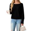 imageIWOLLENCE Womens Loose Long Batwing Sleeve Shirt Tops Knitted Off The Shoulder Lightweight Fall BlousesC Black