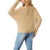 imageIWOLLENCE Womens Loose Long Batwing Sleeve Shirt Tops Knitted Off The Shoulder Lightweight Fall BlousesC Khaki