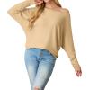 imageIWOLLENCE Womens Loose Long Batwing Sleeve Shirt Tops Knitted Off The Shoulder Lightweight Fall BlousesC Khaki