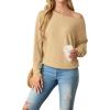 imageIWOLLENCE Womens Loose Long Batwing Sleeve Shirt Tops Knitted Off The Shoulder Lightweight Fall BlousesC Khaki